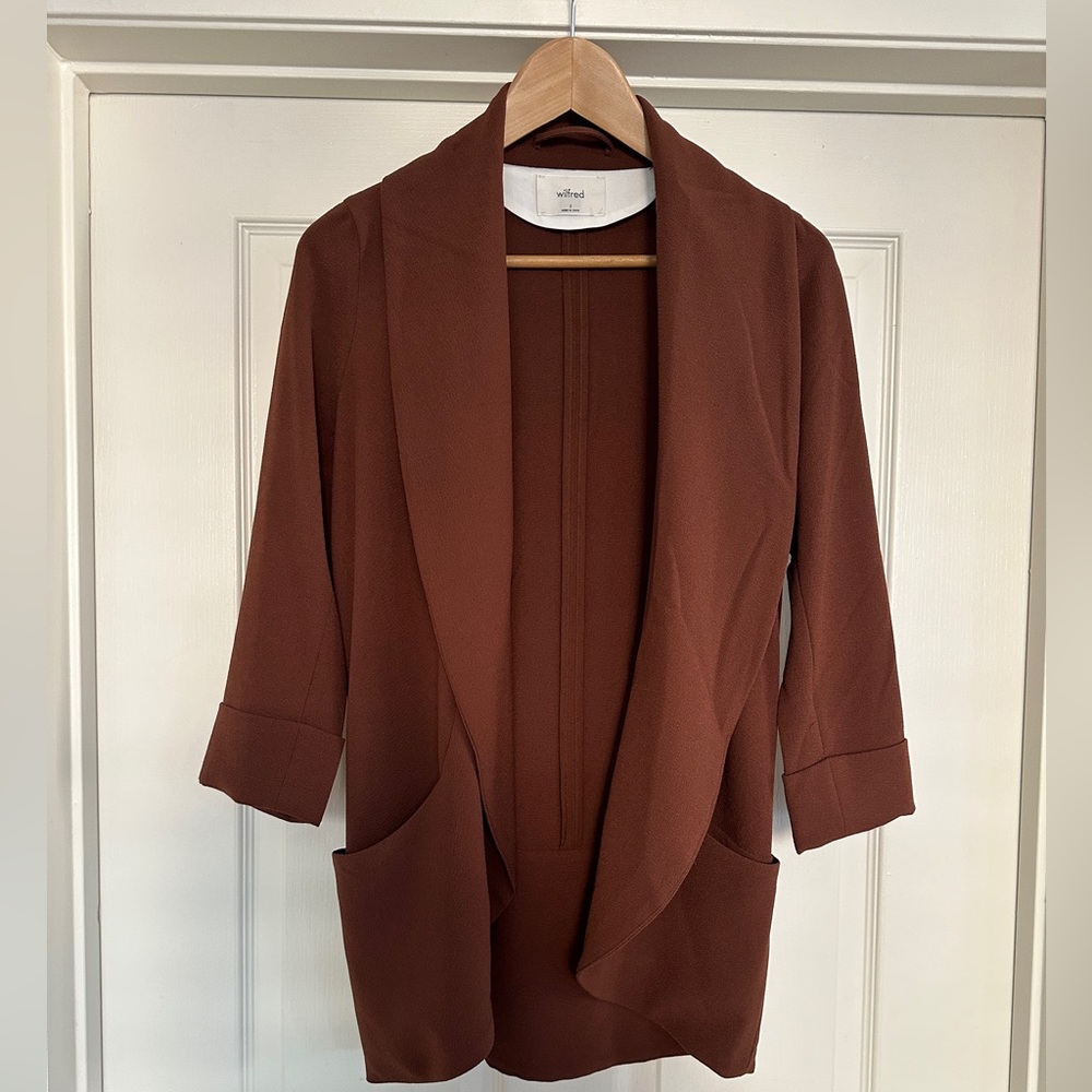 Aritzia Wilfred Chevalier Blazer Rusty Brown Size 2